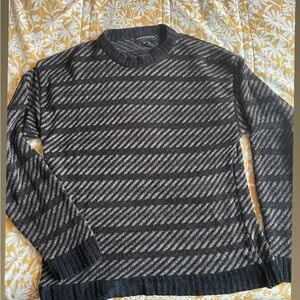 Croft & Barrow Black and Gray Striped Crewneck Sweater